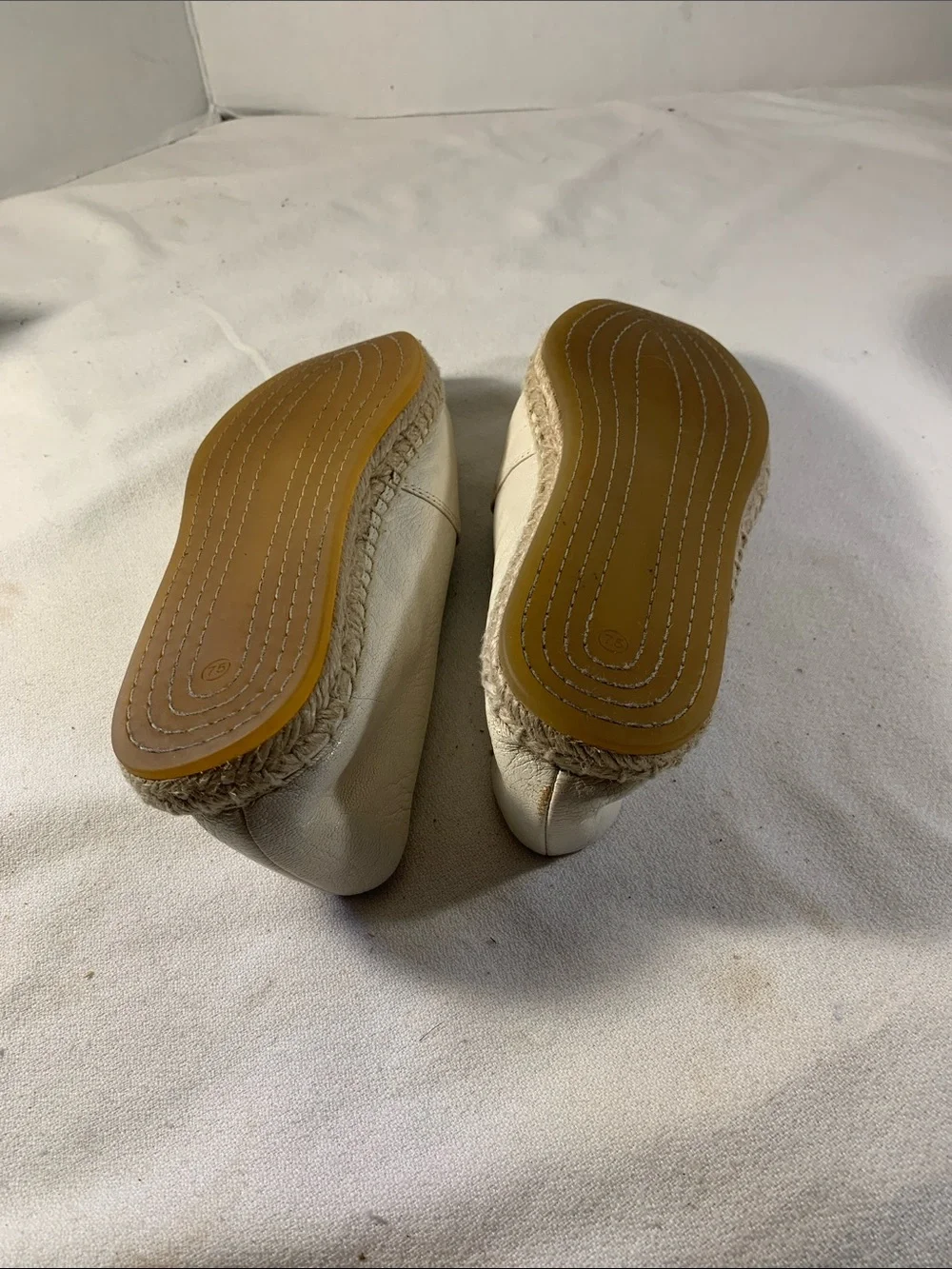 Tory Burch Ines Cream Leather Espadrille Slip-On Flats with Braided Logo Detail
